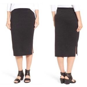 Eileen Fisher Merino Wool Striped Pencil Skirt S